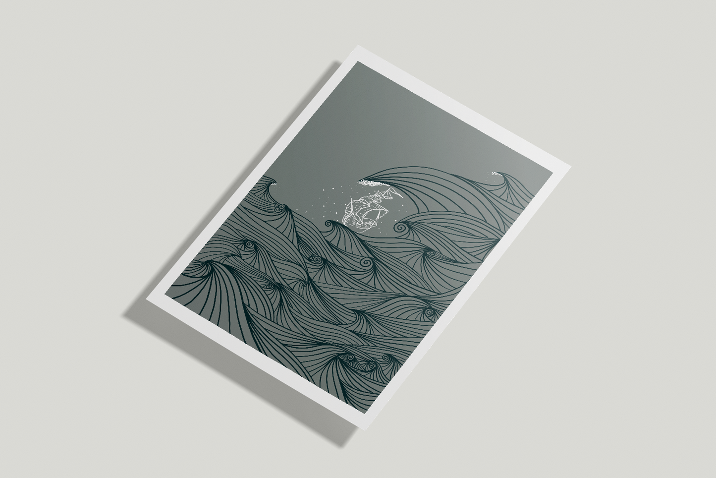 A4/A3 Tall ship on the Irish sea Print