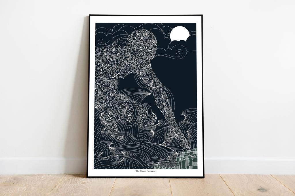 Giant’s Causeway art print inspired by the ancient landscape and Irish folklore of Northern Ireland