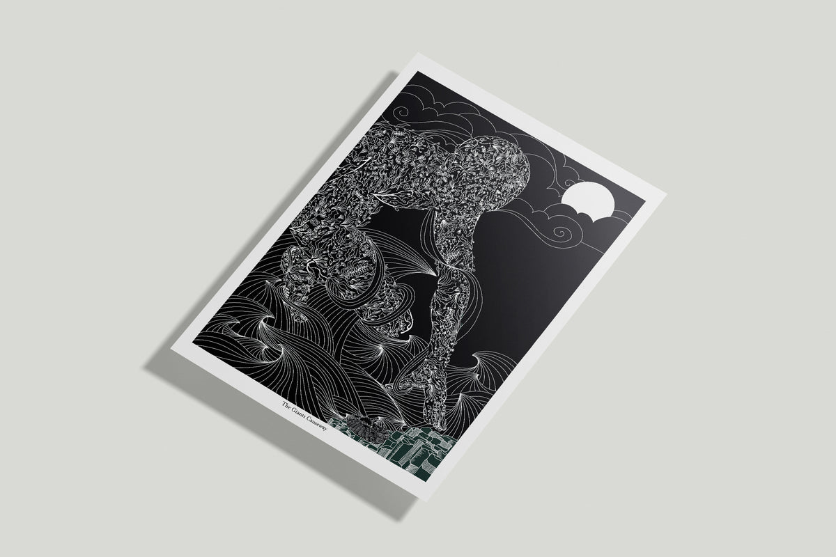 Giant’s Causeway wall art print inspired by the legend of Fionn mac Cumhaill