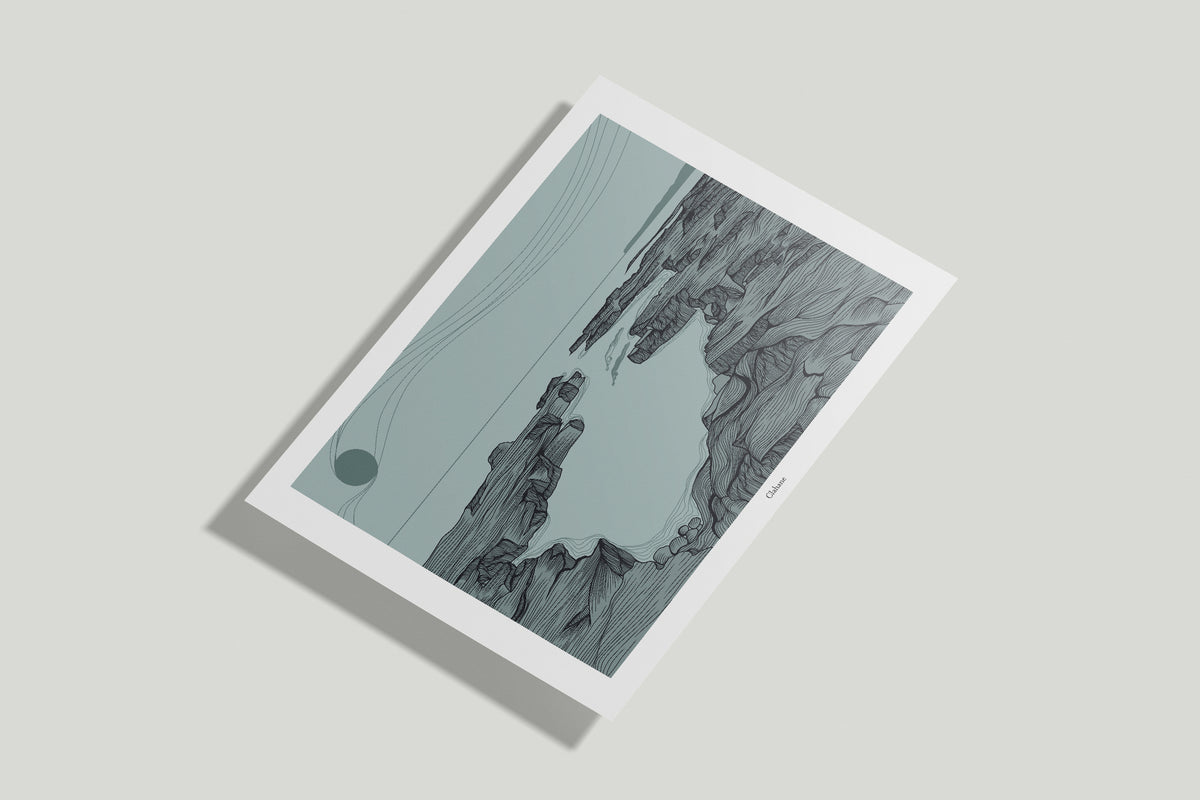 Clahane coastal wall art print featuring flowing lines inspired by the Clare landscape