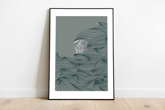 A4/A3 Tall ship on the Irish sea Print