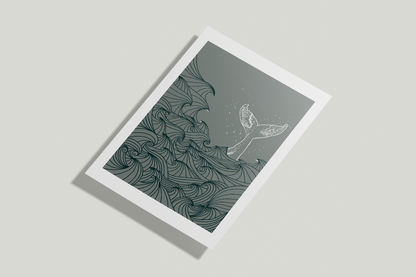 A4/A3 Whale tail in the Irish sea Print